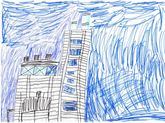 Kinderzeichnung von einem Kraftwerk