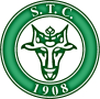 Grüner Kreis mit der Aufschrift S.T.C. 1908, in der Mitte weiß mit stilisiertem grünen Wappenstier von Mecklenburg