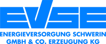 Blaues Unternehmenslogo der EVSE Schwerin.