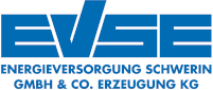 Blaues EVSE-Logo der Energieversorgung Schwerin.