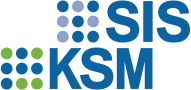 Logo der SIS und KSM: In großgeschriebenen blauen Buchstaben versetzt stehen untereinander "SIS" und "KSM". 