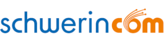 Blau-Oranges schwerincom-Logo