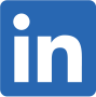 Logo LinkedIn: ein blaues Rechteck mit weißem Schriftzug.