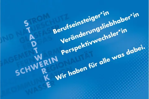 Grafische Schlagwortwolke, wofür die Stadtwerke Schwerin stehen.
