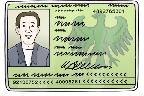 Ein Ausweis mit Foto und Daten.