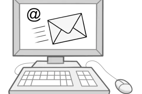Auf dem Bildschirm vom Computer ist eine E-Mail.