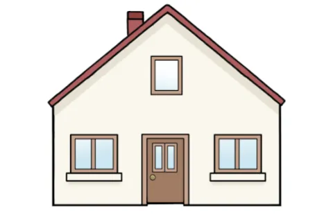 Frontalansicht eines Einfamilienhauses