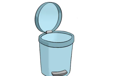 Ein geöffneter Mülleimer