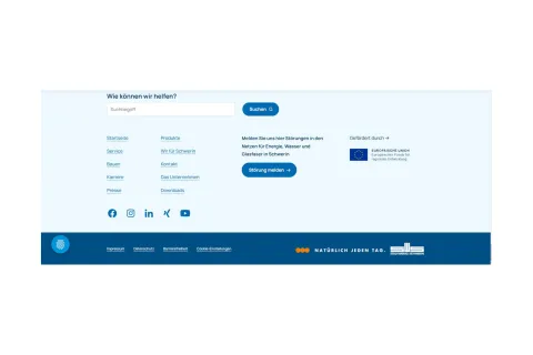 Abbildung des Fußbereichs der Stadtwerke Internetseite