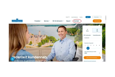 Kopfbereich der Stadtwerke Internetseite 