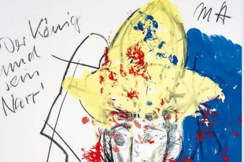 Auszug eines Kunstwerkes von Armin Müller-Stahl. Dargestellt ist ein König.