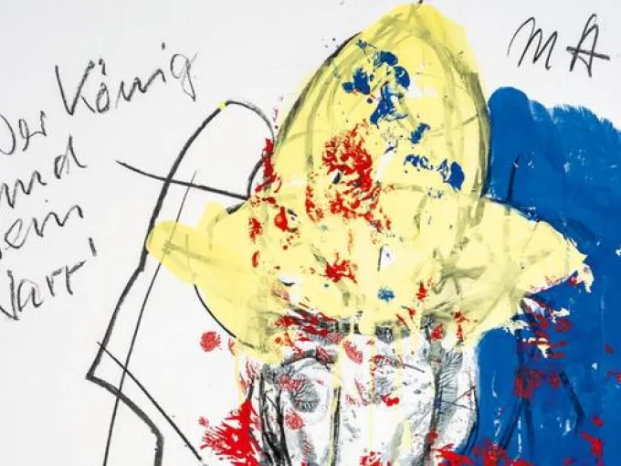 Auszug eines Kunstwerkes von Armin Müller-Stahl. Dargestellt ist ein König.