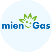 mienGas Logo: grüne Gasflamme mit Smiley