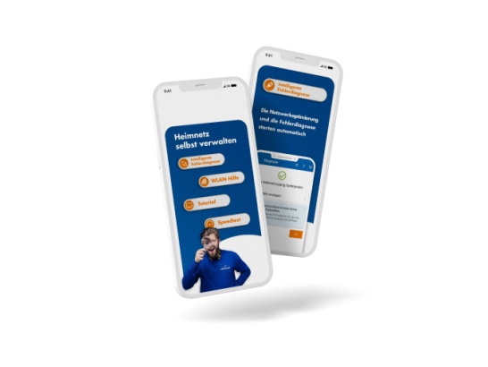 Zwei Smartphones mit der geöffneten SWS hilft App.