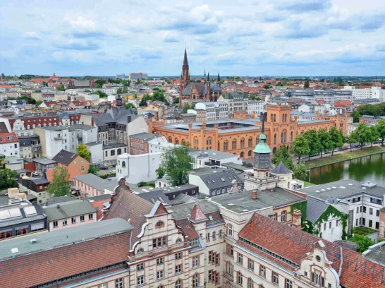 Eine Panoramaaufnahme von Schwerin.