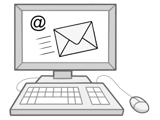 Auf dem Bildschirm vom Computer ist eine E-Mail.