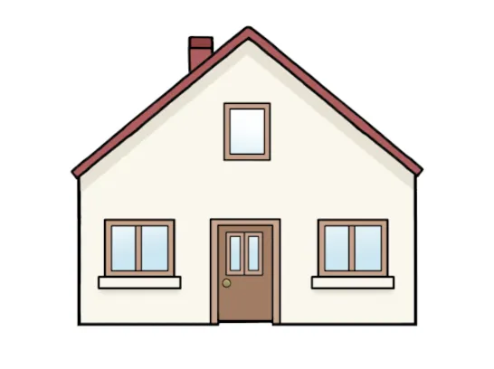 Frontalansicht eines Einfamilienhauses