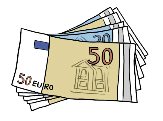 ein Bündel mit vielen Geldscheinen