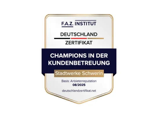 Siegel vom F.A.Z. Institut Champions in der Kundenberatung 2025